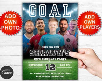 Editable Soccer Birthday Invitation Template Printable Soccer Party Invite Birthday Invitation for Boys Add Own Image