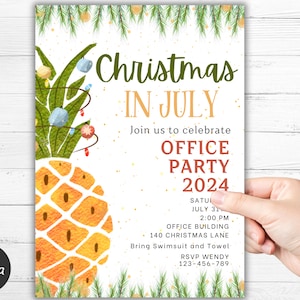 Christmas in July Party Invitation: Editable Pineapple Design (Digital)