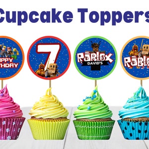 Roblox Cupcake Toppers Birthday Favors Roblox Party Cupcakes Roblox Birthday Roblox Cake Pops Topper Roblox Cupcake Toppers