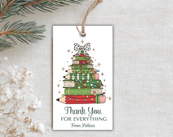 Editable Teacher Thank You Tag Printable Christmas Teacher Appreciation Party Favor Instant Download