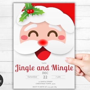 Editable Christmas Party Invitation Christmas Birthday Invitation Santa Chritsmas Party Invitation Party Christmas Santa Invite Holiday
