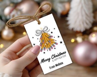 Editable Teacher Thank You Tag Printable Christmas Teacher Appreciation Party Favor Instant Download