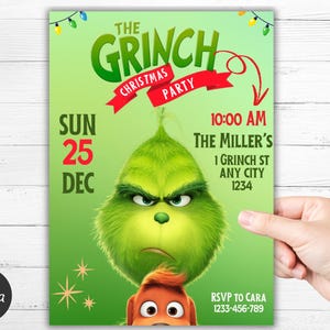 Carte d'invitation Grinch de Noël Invitation d'anniversaire Carte d'invitation de Noël Grinch Carte d'invitation Grinch