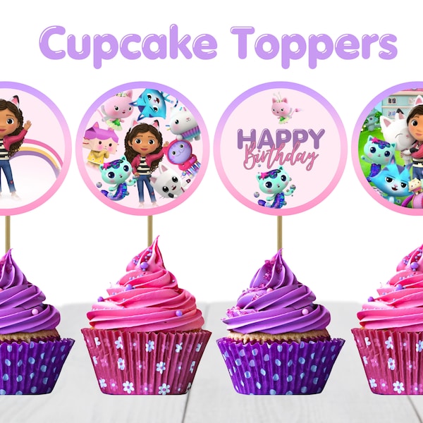 Gabbys Dollhouse Cupcake Toppers Birthday Favors Gabby's Dollhouse Party Cupcakes Gabby's Dollhouse CAake Pops Topper Gabby's Dollhouse