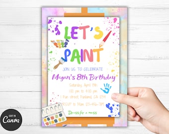 Paint Birthday Party Invitation: Editable Art Theme (Digital Download)