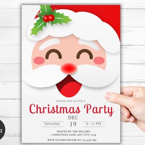 Editable Christmas Party Invitation Christmas Birthday Invitation Santa Chritsmas Party Invitation Party Christmas Santa Invite Holiday