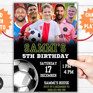 Personalised Soccer Invitation Digital Soccer Invite Soccer Birthday Party Invite Editable Soccer Party Invitation Soccer Players With Photo
