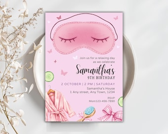 Spa Party Birthday Invitation Girls Spa Party Editable Invitation Pamper Party