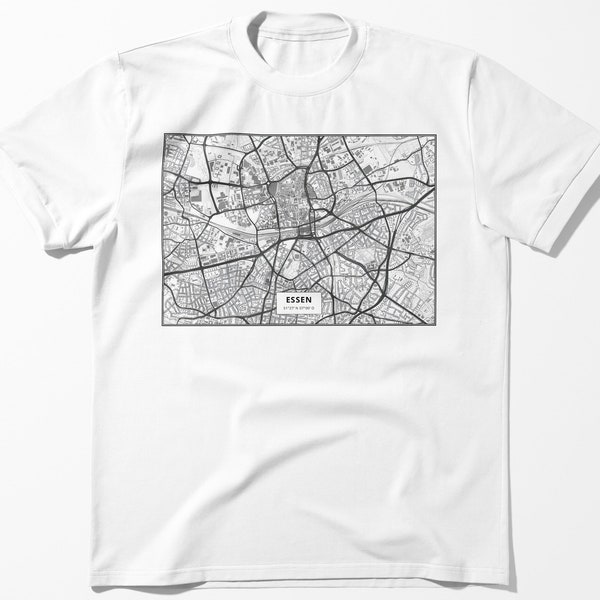 ESSEN Map Print Tshirt, Premium Unisex Essen City T-Shirt, Map of Essen