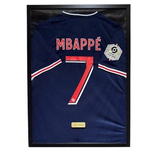 Paris Saint Germain Kylian Mbappe Framed Jersey, Kylian Mbappe Shirt Framed, Paris Saint Germain Jersey 21 x 29 Inches