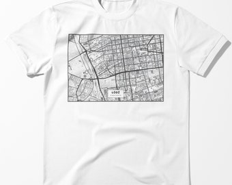 LODZ Map Print Tshirt, Premium Unisex Lodz City T-Shirt, Map of Lodz