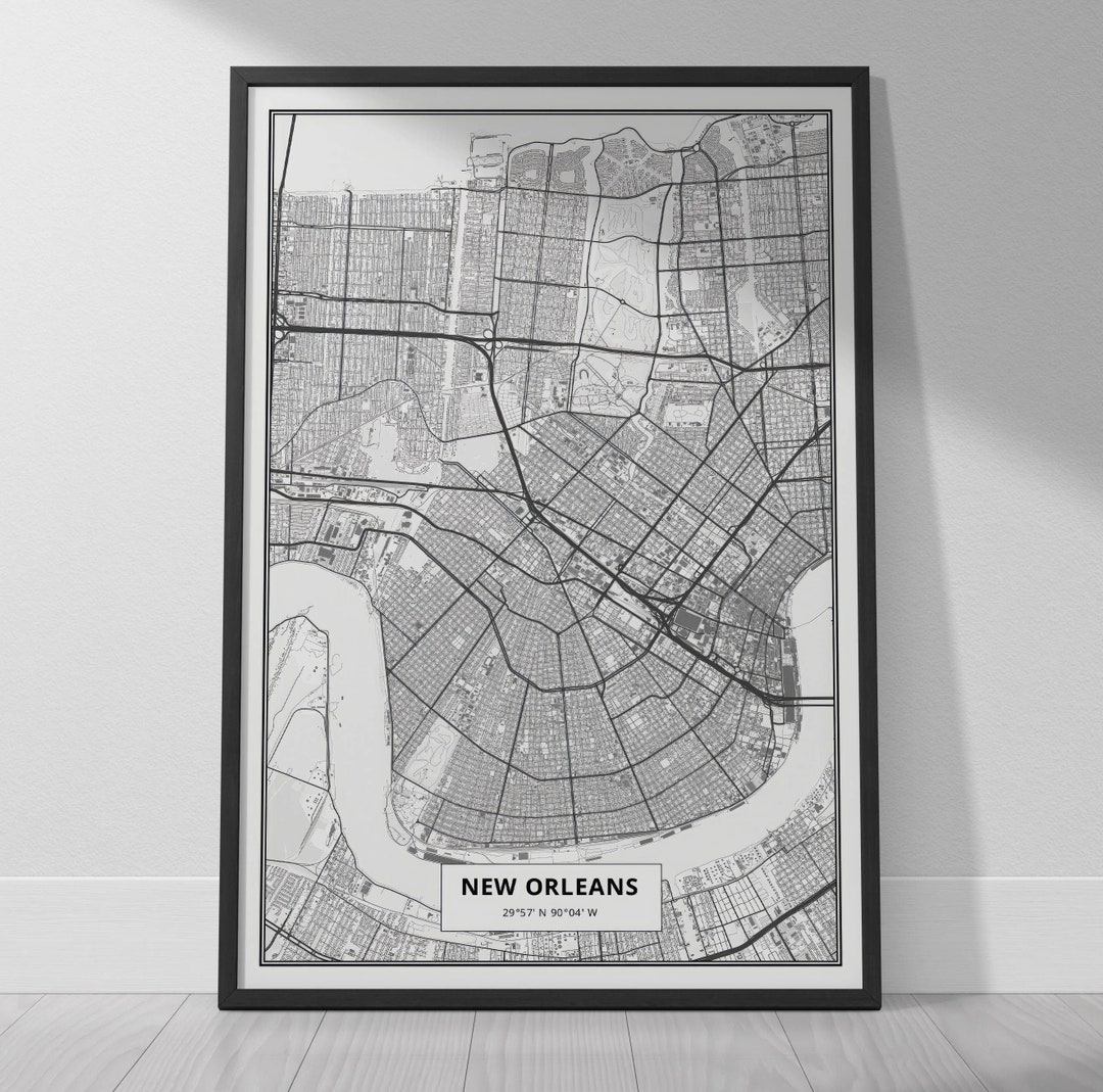 NEW ORLEANS Map Physical Paper Poster, Premium New Orleans City Poster ...
