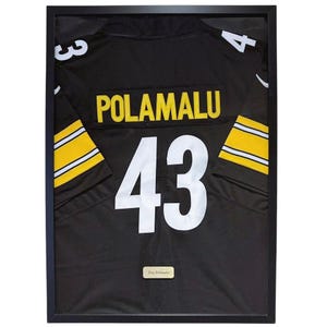 Pittsburgh Steelers Troy Polamalu Framed Jersey, Troy Polamalu Shirt Framed, Pittsburgh Steelers Jersey 21 x 29 Inches