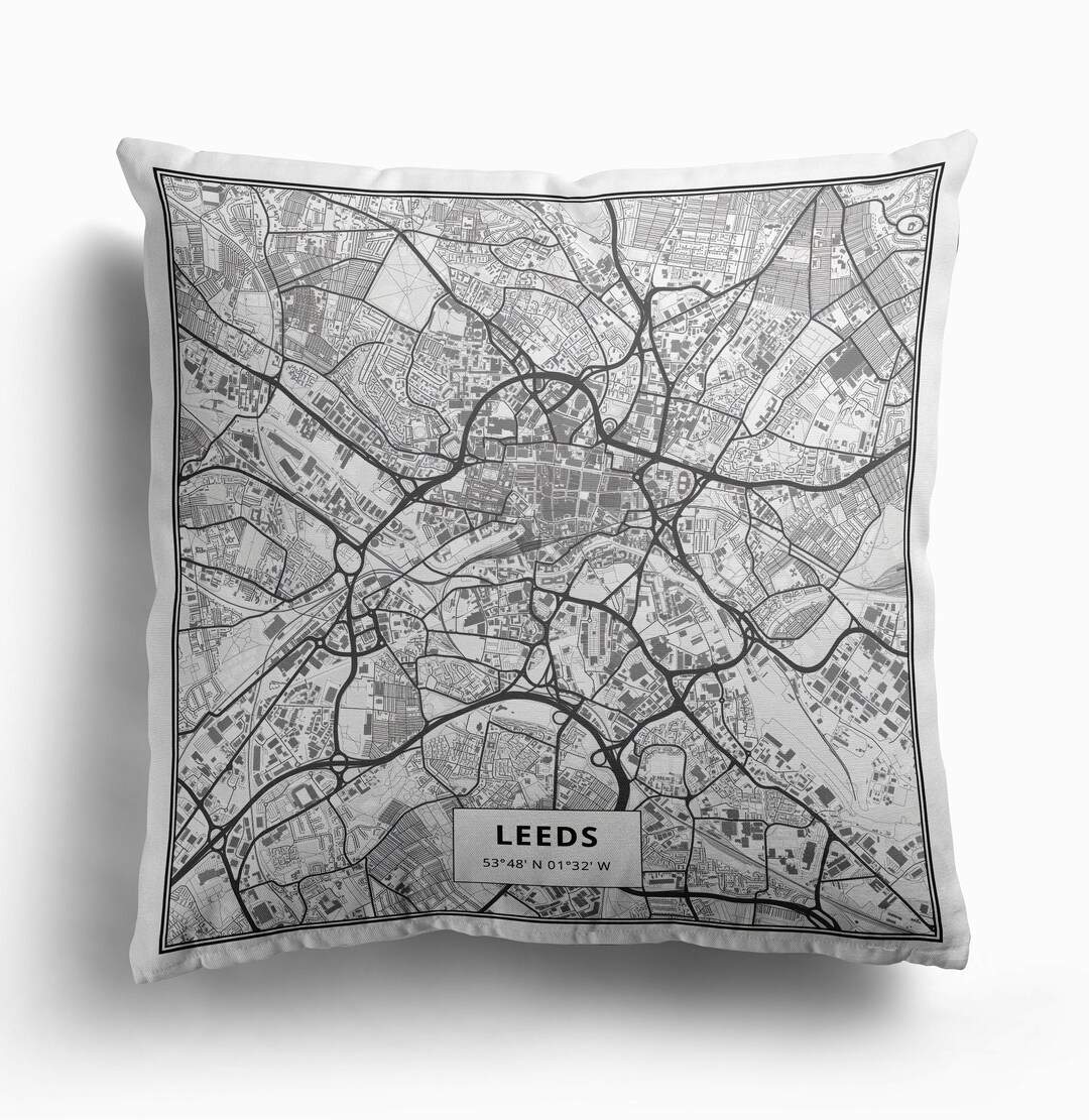 LEEDS Map Print Pillow Premium Fabric Leeds City Pillow Map Etsy