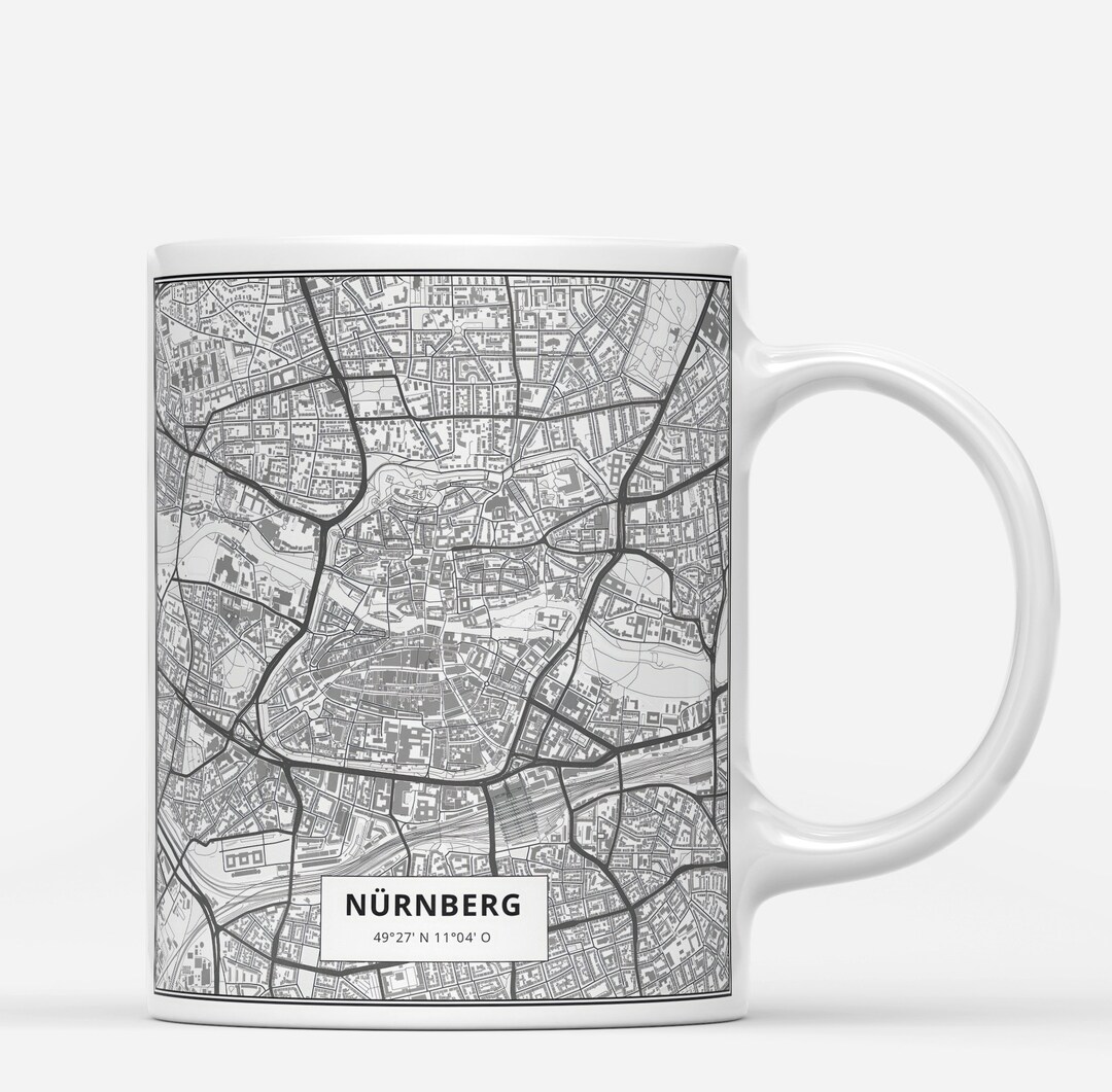 Neuremberg Map NUREMBERG Map Print Mug, Premium NUREMBERG City Coffee Mug, Map of ...