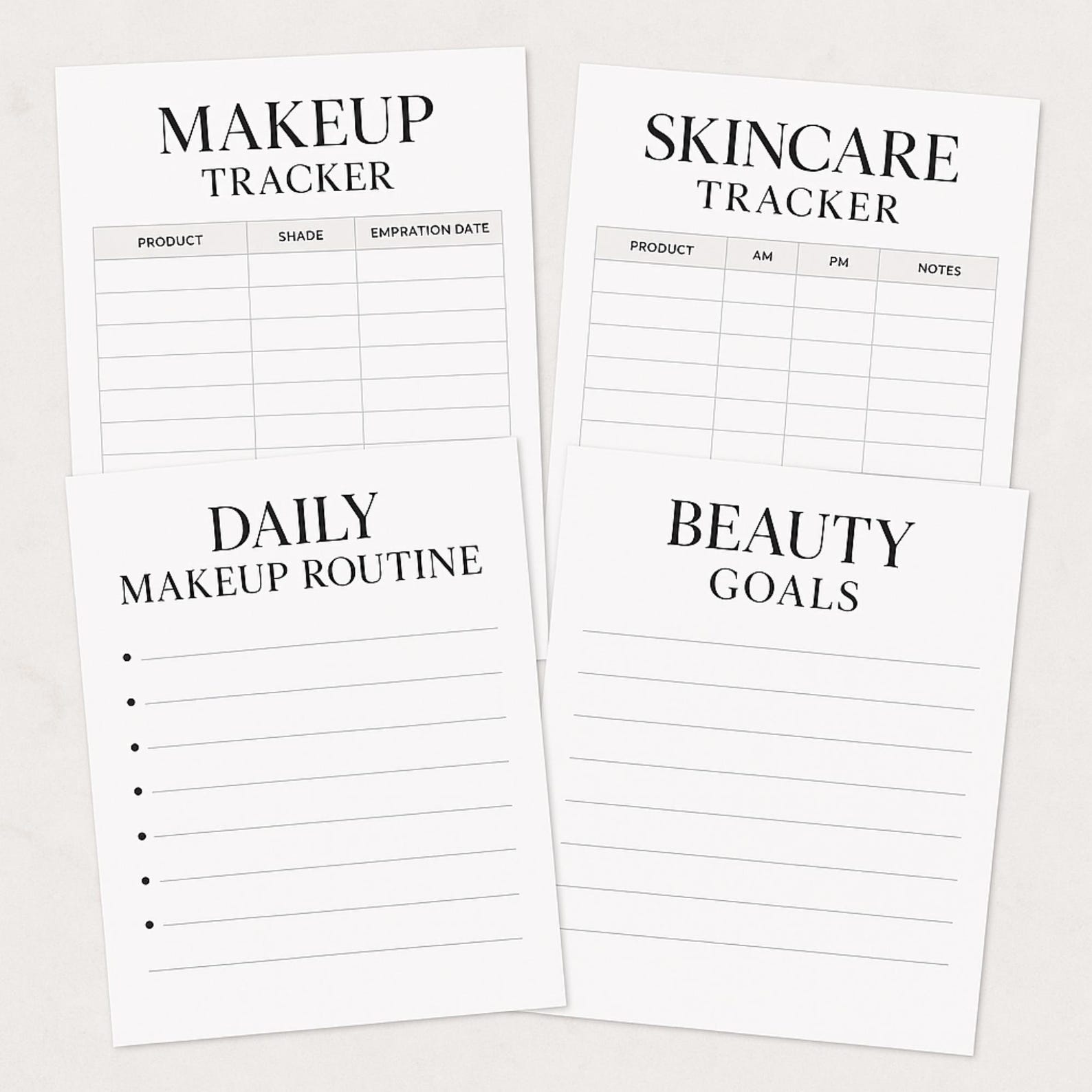 Beauty Care Tracker Kit | Printable Makeup & Skincare Routine PDF ...