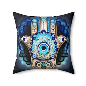 Luck & Protection Hamsa Faux Suede Square Pillow