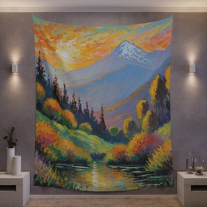 Grand Rising and Shining Printed Wall Tapestry Affirmation Motivation Abstract Art Decor