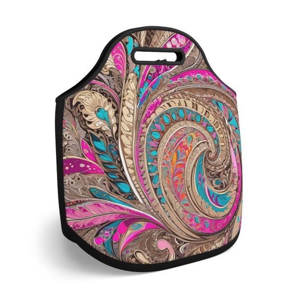 Paisley Peace (Pink) Neoprene Lunch Bag