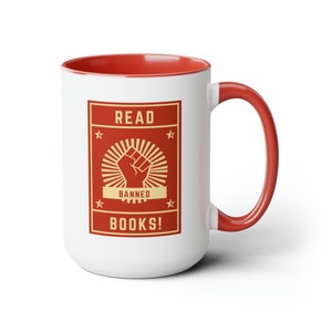 Read Banned Books Two-Tone Coffee Mug, 15oz Classic Mug