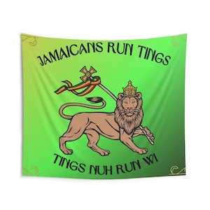 Yardie Affirmation Indoor Wall Tapestry Lion of Judah Jamaican Reggae Rasta Decor