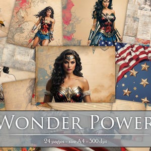 Kit digital - Wonder Power - Pour création artisanale de qualité, junk journal, cadeau unique et individuel