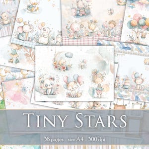 Kit digital - Tiny Stars - Para crear manualidades de calidad, scrapbooking, junk journaling y regalos únicos e individuales.