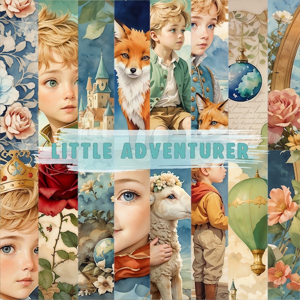 Kit digital - Little Adventurer - Pour création artisanale de qualité, scrapbooking, junk journal, cadeau unique et individuel