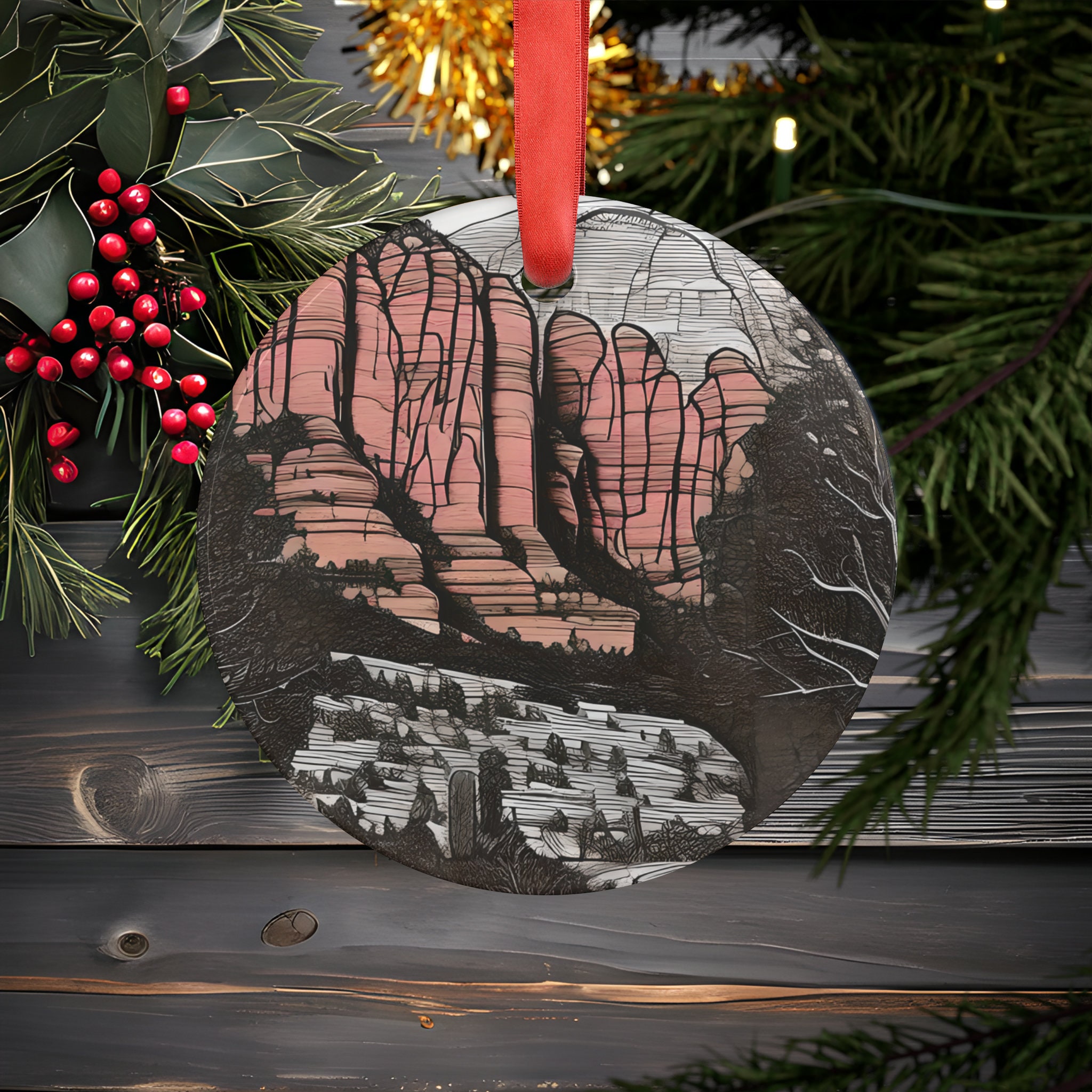 Sedona Christmas Ornament Famous City Holiday Décor Black - Etsy