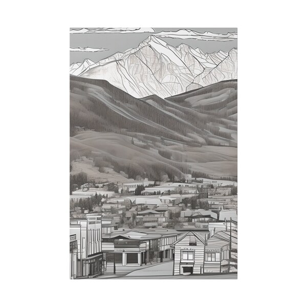 Telluride Canvas Wall Art - Famous City Painting Home Décor - Black & White Artwork - Colorado Travel Gift