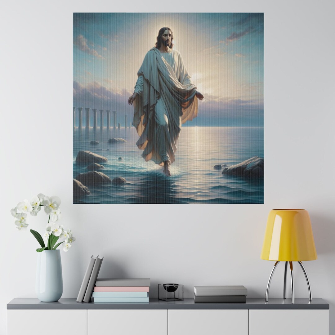 Jesus Walking on Water Canvas Print Neoclassicist Bible Wall Art ...