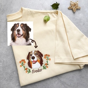 Custom Dog Portrait Embroidered Sweatshirt,Custom Pet Hoodie, Personalized Pet Face and Pet name Sweatshirt,Custom gift,Mother&#39;s Day Gift