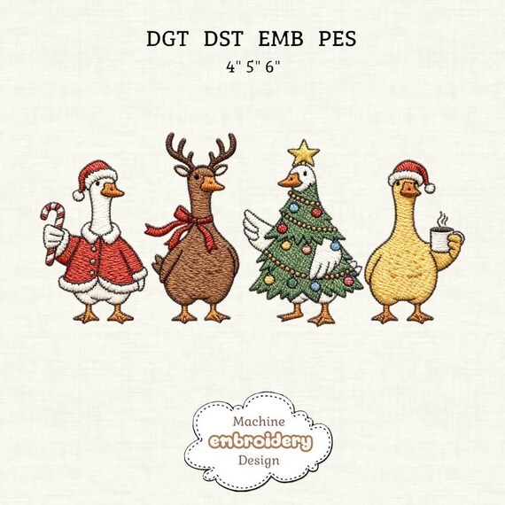 Merry Goosmas Embroidery Design, Christmas Goose Embroidery File, Funny Holiday Goose Machine Embroidery Design