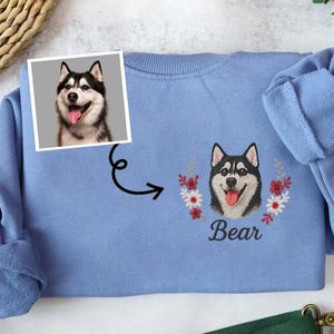 Custom Cat Portrait Embroidered Sweatshirt,Personalized Dog tees and hoodies,Pet Embroidered Hoodie,Personalized Pet Sweatshirt,Custom gift