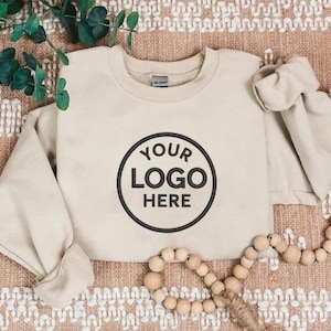 Embroidered Personalized Logo Sweatshirt, Custom Business Logo Embroidery Pullover, Customized Company Logo, Custom Team Logo