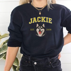 Embroidered Custom Pet Portrait Sweatshirt, Personalized Dog or Cat Sweater with Name, Pet Lover Gift, Memorial Embroidery Pullover