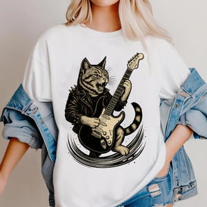 Rock Cat Playing Guitar Shirt Png, Funny Guitar Cat Shirt Png, Cat Lovers Shirt, Rock Lovers Gift, Perfect for Cat Lovers and Rock Lovers