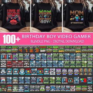 Gamer Geburtstag PNG Bundle, Level Up Geburtstagsjunge Digitale Datei, Gaming Controller PNG für Kinder & Jugendliche Videospiel Party Shirt Druck