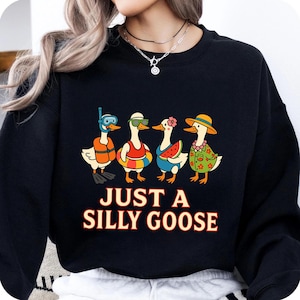 Just A Silly Goose T-shirtontwerp, grappige zomereenden shirt digitale download, schattige eendjes T-shirt, afdrukbare Silly Goose shirt kunst