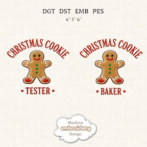Broderidesign för julbakning, broderi för julkakbagare/testare, maskinbroderidesign, 4 storlekar