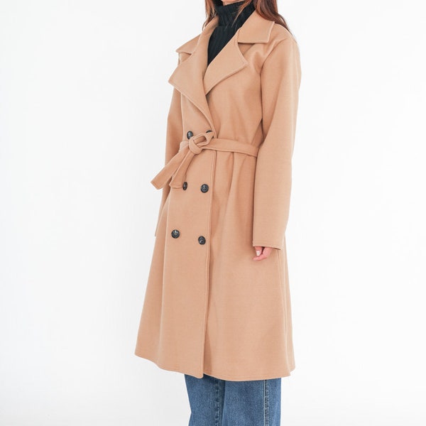 Manteau chaud, trench couleur camel Taille Unique