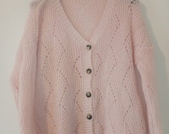 Cardigan en laine viscose couleur rose