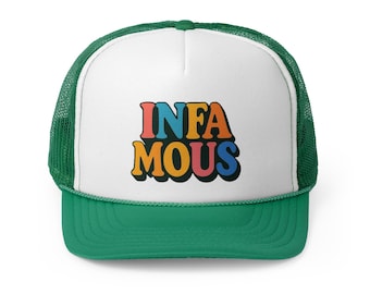Trucker Caps - Infamous B* Snapback Hat, Baseball Cap, Vintage Cap, Retro Headwear, Hip Hop Headgear
