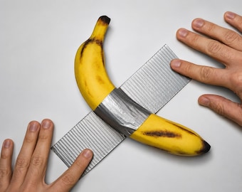 Banana con nastro adesivo – Banana realistica dipinta a mano con nastro adesivo – Divertente decorazione per la casa e l'ufficio – Regalo di inaugurazione della casa