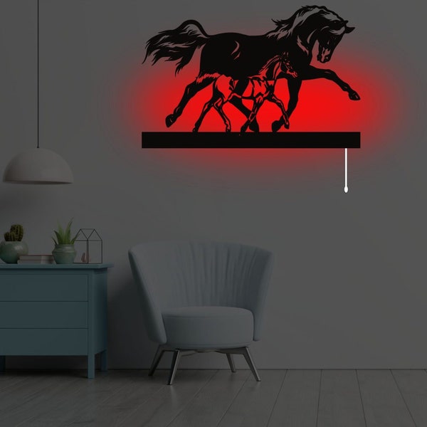 Unique Horses Metal Art Wall Sconces, Horses Led Wall Sconces, Unique Design Led Wall Lighting, Modern Design Wall Lights, Wall Art Gift