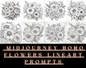 boho kwiaty lineart midjourney prompts | midjourney prompt guide ai art prompts ai prompt lista ai prompt ai image prompt kolorowanka strona