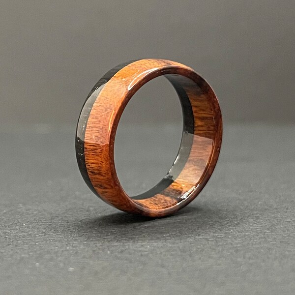 Black Oak and American Walnut Ring, Minimal Wooden Mens Ring, Promise Ring for Men Wedding Band, Unique Simple Bentwood Ring, Boyfriend Gift