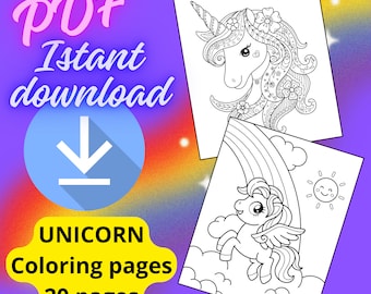 Páginas para colorear de unicornio/ Página para colorear de unicornio imprimible/ Colorear unicornio/ Hojas para colorear de unicornio/ Lindas páginas para colorear de unicornio/ Unicornio