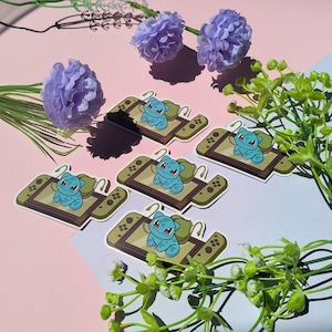 Pegatina de consola Switch verde con toque, pegatina de Switch, pegatina estética, pegatina bonita, mando Joy, Poke mann, Grass Poke