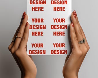 Greeting Card Mockup in Hands, A6 Card Mockup PSD, Woman Holding Card Mockup, Tattooed Hands Mockup, Invitation Mockup, Print Design Display